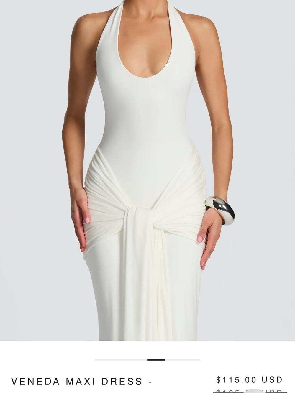 WORN ONCE-Veneda White Halter Maxi Dress